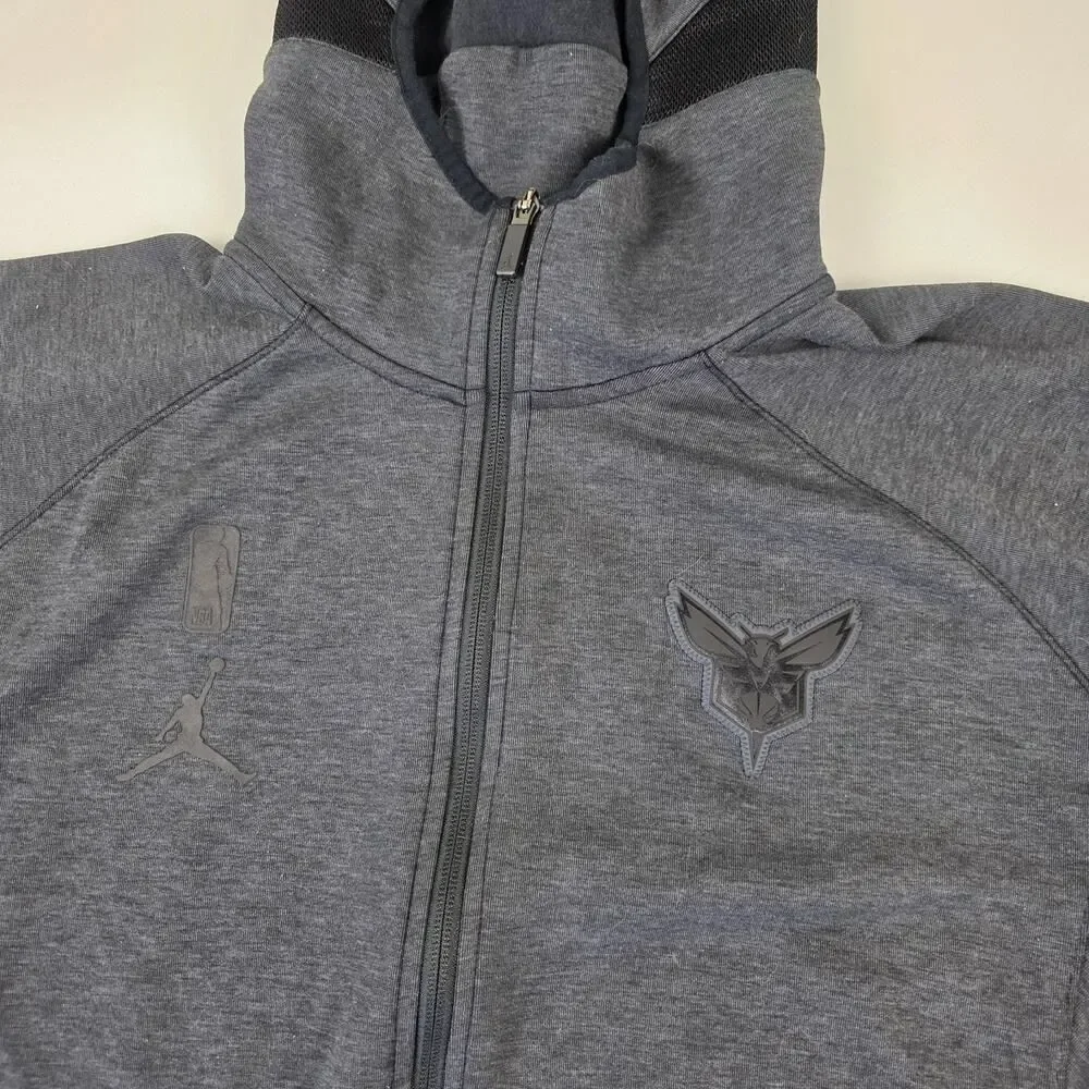 NBA Charlotte Hornets Basketball Full Zip Hoodie Gray W/Pockets Size Medium Tall